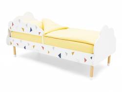 Кровать Stumpa Облако с бортиком рисунок Треугольники желтый, синий, розовый