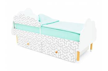 Кровать Stumpa Облако бортик и ящики рисунок Кубики