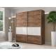Шкаф-купе Прайм Широкий 2-х дверный ДСП/вставки Стекло Белое Крафт табачный