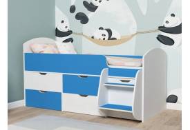 Кровать Малыш-7 белое дерево-голубой