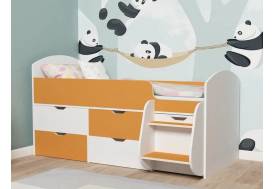 Кровать Малыш-7 белое дерево-оранжевый