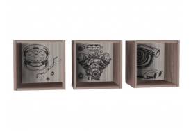Полки навесные 3 шт с фотопечатью Форсаж