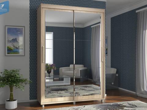 Шкаф-купе Комфорт 12 Прайм c прямоугольным зеркалом 1500 сонома