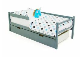 Кровать-тахта Svogen с ящиками и бортиком графит