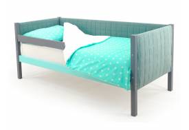 Кровать-тахта мягкая Svogen с бортиком графит-мятный