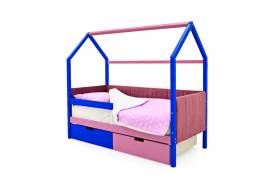 Кровать-домик мягкий Svogen с ящиками и бортиком синий-лаванда