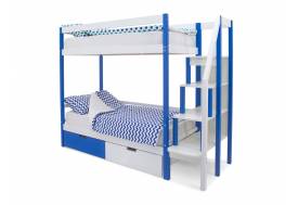 Двухъярусная кровать Svogen с ящиками сине-белый