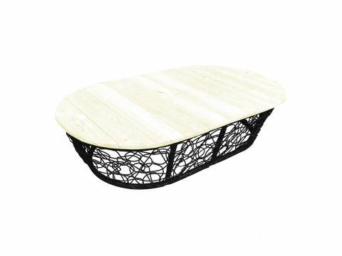 Стол Мамасан овальный с ротангом чёрный