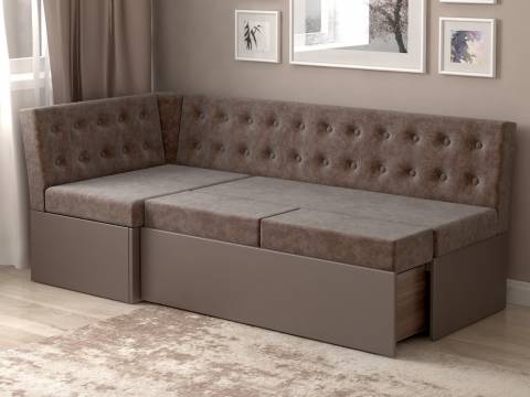 Скамья угловая со спальным местом Олимп Микровелюр коричневый