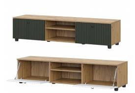 Тумба телевидеоаппаратура со створками и нишей Милан Дуб Золотой/Олива Софт