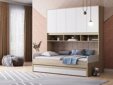 Кровать с антресолью Дельта Нэкст 21.04 белый