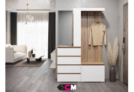 Прихожая Хелен ПР-01 Дуб Крафт золотой/Белый шагрень