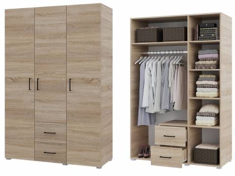 Шкаф трехстворчатый 2 ящика Victor Сонома