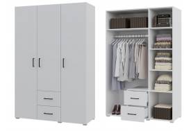 Шкаф трехстворчатый 2 ящика Victor Белый