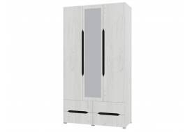 Шкаф 3х створчатый 4 ящика Вега с зеркалом Крафт белый