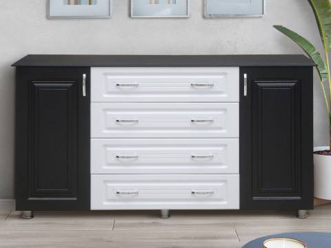 Комод №7 МДФ черный матовый, смола белая матовый