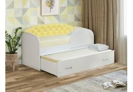 Кровать детская выдвижная с продольной мягкой спинкой с бортиком