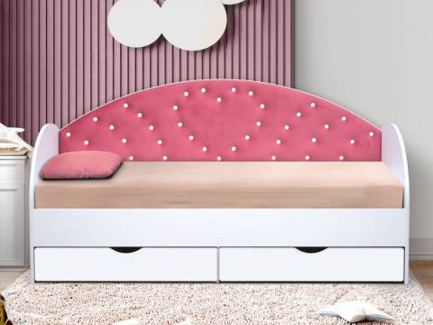 Кровать с продольной мягкой спинкой Сердце №1 800х1900 мм белая