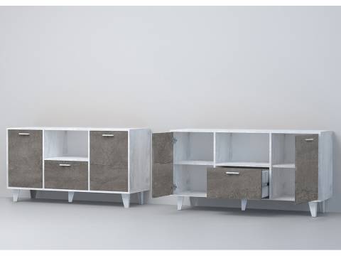 Тумба Эго Т-2 бетон светлый/камень темный на ножках