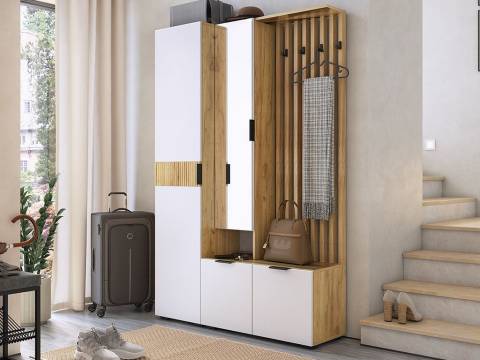 Модульная прихожая Бери белое дерево