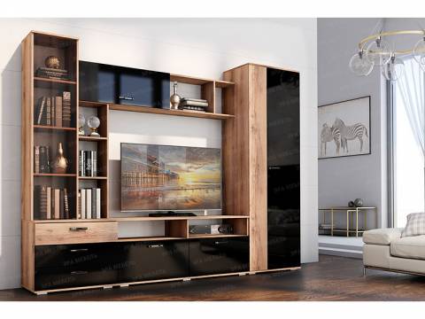 Гостиная Крокус Дуб делано-черный глянец