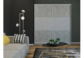 Шкаф-купе Юлия 2200 широкая рельефная вставка МДФ Каспий светлый