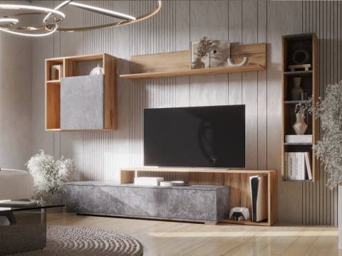 Гостиная Даллас дуб вотан/цемент темный