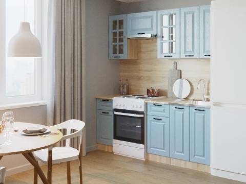 Кухонный гарнитур арт 7 Роял Вуд Голубой Вегас 2000 мм