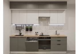 Кухонный гарнитур арт 17 Фаска Обсидиан Тальк 2800 мм