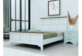 Кровать Грация-5 1400 Белый античный с карнизом Дуб коньяк