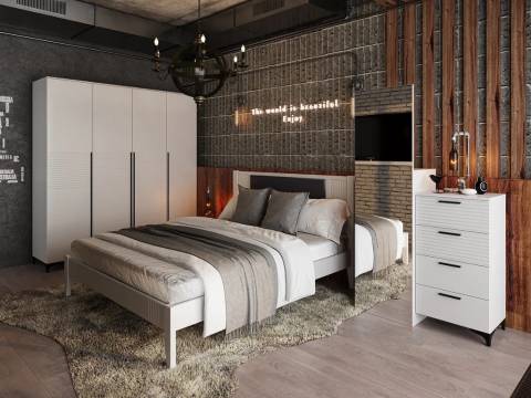 Спальня Брента Белый снег-Белый лак