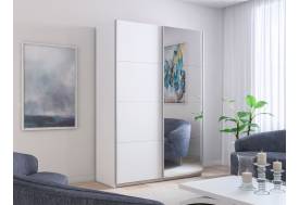 Шкаф-купе Прайм 2-х дверный 1600 Зеркало/ДСП Белый Снег