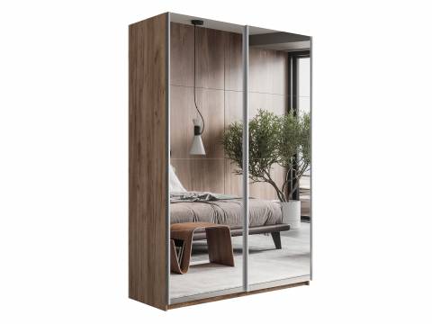 Шкаф-купе Прайм 2-х дверный 1600 два зеркала Крафт табачный