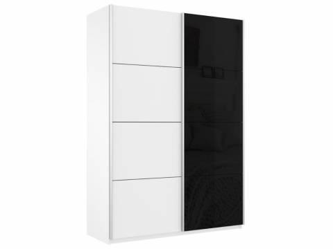 Шкаф-купе Прайм 2-х дверный 1200 ДСП/Стекло Черное Белый Снег