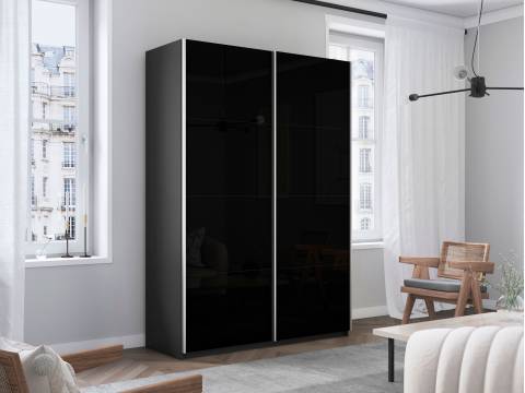 Шкаф-купе Прайм 2-х дверный 1600 Стекло Черное Серый Диамант