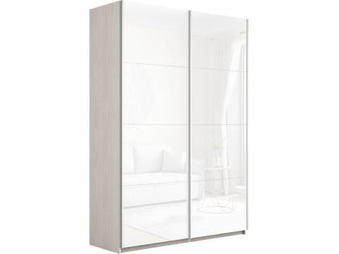 Шкаф-купе Прайм 2-х дверный 1200 Стекло Белое Ясень Анкор Светлый