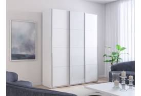 Шкаф-купе Прайм 3-х дверный 1800 ДСП/Стекло Белое/ДСП Белый Снег