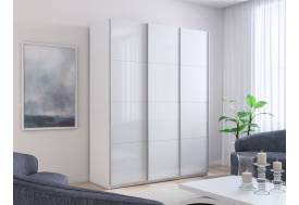 Шкаф-купе Прайм 3-х дверный 1800 два Стекла Белые/ДСП Белый Снег