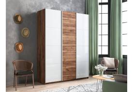 Шкаф-купе Прайм 3-х дверный 1800 два Стекла Белые/ДСП Крафт табачный