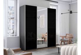Шкаф-купе Прайм 3-х дверный 2100 два Стекла Черные/Зеркало Серый Диамант