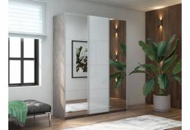 Шкаф-купе Прайм Широкий 3-х дверный два зеркала/стекло белое Бетон