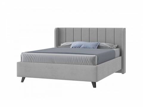 Кровать Виола с ПМ 1800х2000 мм микровелюр светло-серый