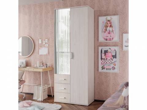 Шкаф 2-х створчатый Белла ясень белый