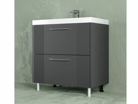 Тумба Альба 80 напольная 2 ящика Слим 80 антрацит