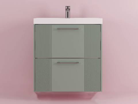 Тумба Альба 80 подвесная 2 ящика раковина Комфорт 80 мята