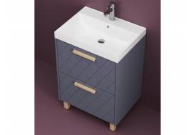 Тумба Кристалл 60 напольная 2 ящика ручка дуб, раковина Океан 60 шато азур