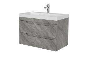 Тумба Леон 80 подвесная 2 ящика раковина Слим 80 оникс