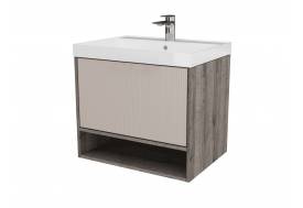 Тумба Рица 80 подвесная 1 ящик, ниша раковина Комфорт 80 cерый/керамика