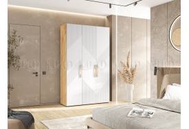 Шкаф 3-х створчатый (1350) Ирис Браш Вайт, Дуб Крафт