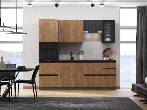 Кухня Техно-6 2400 мм Графит/Экзотическое дерево Амазония